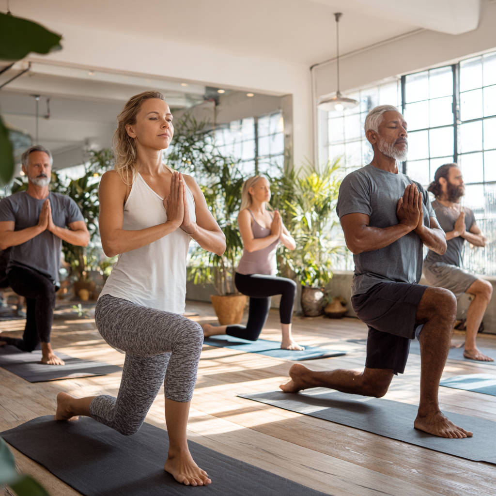 Група людей різного віку на заняттях з відновлення суглобів