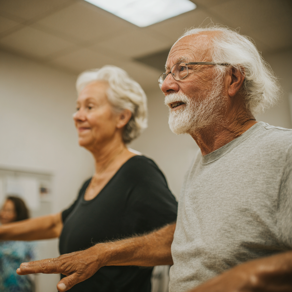 Люди різного віку займаються лікувальною фізкультурою